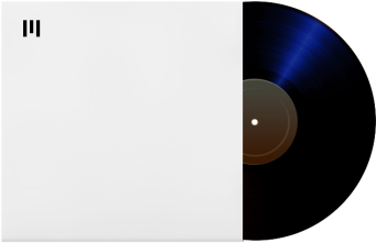 A sapphire colored vinyl record with a minimalist white sleeve and a black UnitedMasters Brand mark 